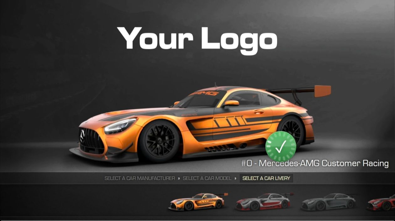 RaceRoom EVO car selection screen